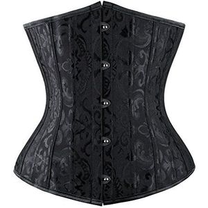 Everbellus Dames Taille Trainer Cincher Korset met 24 Spiral Steel Bone Zwart Gemiddeld