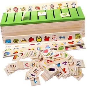 F Fityle Montessori Sorteerspeelgoed Peuters Kids Vroege Onderwijs 1 Sorteerdoos, 8 Sorteerstrips, 80 Mini Sorteerkaarten