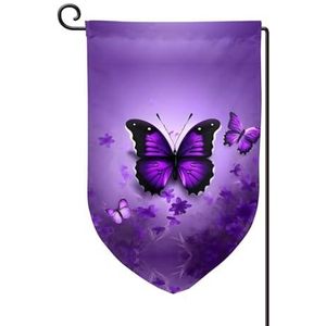 Mooie paarse vlinders tuin vlag dubbelzijdige boerderij tuin vlag lente zomer buiten decoratie 30x45 cm