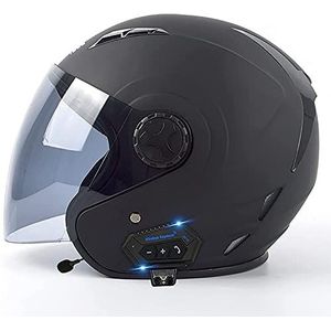 Bluetooth Motor 3/4 Jethelm Met Zonneklep - DOT/ECE Gecertificeerd - Motor 3/4 Open Helm Volwassenen Unisexs ABS Shell Voor Scooter Touring Fietshelm A2,XL