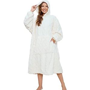 ililmmoe Unisex oversized draagbare deken hoodie voor vrouwen mannen, lange comfortabele sherpa-deken sweatshirt Ruige trui pluche warme gezellige deken één maat past iedereen