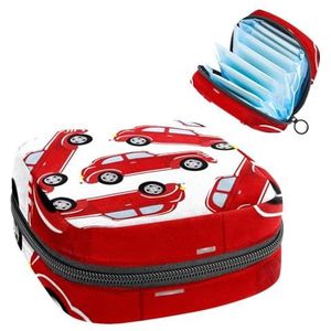 Opbergtas voor maandverband, menstruatiekit tas voor school, menstruatiecup zakje, maandverband organizertas, rode auto's