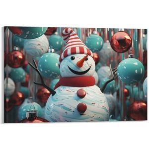 EPEDIC Abstracte schattige sneeuwpop print canvas posters moderne kerstdecoratie wanddecoratie voor woonkamer slaapkamer muurkunst poster kunstwerk 50 cm B x 30 L (50 x 75 cm)