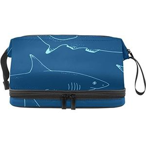 Grote capaciteit reizen cosmetische tas,Make-up tas,Waterdichte make-up tas Organizer, Multi Color Shark, Meerkleurig, 27x15x14 cm/10.6x5.9x5.5 in