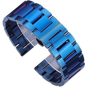 EDVENA Horloge Band Armband 316l Roestvrij Staal Blauw Zilver Vrouwen Mannen Metalen Watcbands Strap Straight End Links 18 20 21 22mm 23mm 24mm(Blue Brushed,20mm)