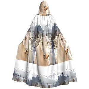 Mooie Witte Paard Unisex Oversized Hoed Cape Voor Halloween Kostuum Party Rollenspel