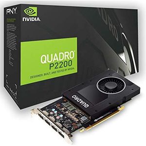 Pny Vcqp2200-Pb Quadro P2200 Grafische Kaart, Pci-Express 3.0 X16, 5 Gb Gddr5X, 160-Bit, Zwart