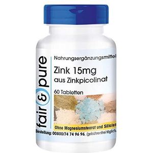 Fair & Pure® - Zink capsules 15mg (elementair gehalte) van zinkpicolinaat - vegan - zonder magnesiumstearaat - 60 capsules - essentieel sporenelement