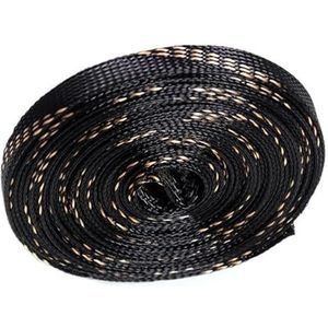 Kabelbeveiligingskabels weven， Kabelbinder 1M 5M 10M Uitbreidbare gevlochten kabelhuls Isolatiedraad Beschermend nylondraad Omhulsel 4-25mm(Black Gold,25 MM-5 METER)