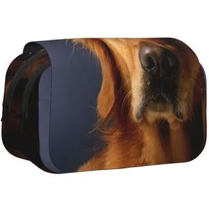 JEJEA Golden retriever1 Print Pen Etui Potlood Case Houder voor Potloden Make-up Multifunctionele Organizer Doos voor Adluts, Zwart, Eén maat, Toilettas