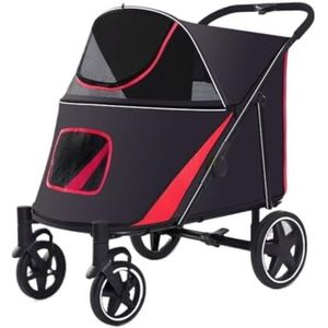 Hondenbuggy Kattenbuggy Opvouwbare Hondenwagen Voor Middelgrote Honden, Kinderwagen Met 4 Wielen, Gaasvenster, Wandelwagen Voor Grote Honden Huisdieren Buggy Hondenwagen(Color:B)