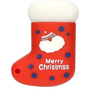 Kerstsok USB-flashdrive, Schattige Draagbare USB 2.0-stick, Snelle Plug-and-play-gegevensopslag Memory Stick-pendrive voor Thuiskantoor, Coole Cadeaus en Cadeaus voor Familie en Vrienden(128 GB)