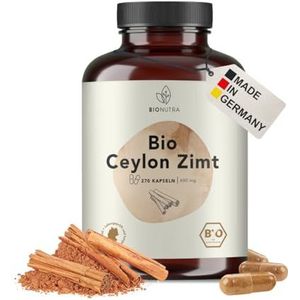 BIONUTRA® Bio Ceylon Kaneel Capsules hooggedoseerd, 1200 mg per dagdosering, residugecontroleerd, Duitse productie, vegan, lactose- & glutenvrij, zonder toevoegingen, 270 stuks x 600 mg
