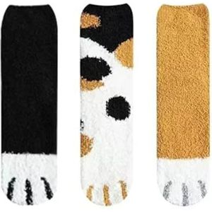 YIJIANUO 3 Pairs Womens Katten Poot Streep 3d Sokken Kawaii Fun Dikke Meisjes Cartoon Dier Vingers Sok Kousen Teen Zebra/Tijger/Kat Voet Sox, Oranje, One size
