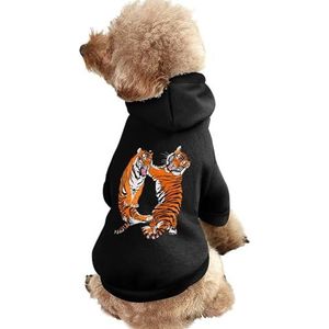 Twee Tijgers Gedrukt Pet Hoodie Sweatshirt Warm Puppy Pullover Winter Jas Voor Kleine Medium Grote Honden Katten