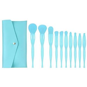 Candy-gekleurde gezichtsmake-upborstels 10 stuks make-upborstel set met make-uptas premium schoonheid schattige cosmetische borstels kit gereedschap (10 stuks, blauw)