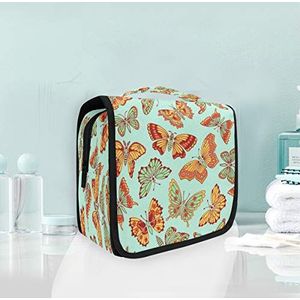 Kleurrijke vlinder opknoping opvouwbare toilettas make-up reisorganisator tassen tas voor vrouwen meisjes badkamer