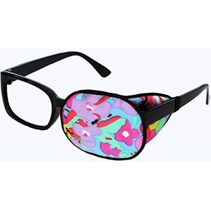 Zijde Bril Cover Volwassen Kinderen Enkele Oogmasker Shading Cover Training Correct Amblyopie en Strabismus (Rose Red Broken)