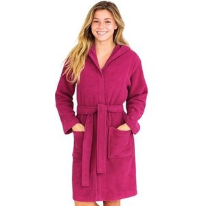 Morgenstern Badjas voor kinderen en tieners, meisjes en jongens, 100% katoen, badstof met capuchon, Oeko-Tex®, kinderbadjas, ochtendjas, fuchsia, 176