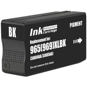 RMXGZQ 965XL 969XL 965 969 XL Compatibel met Kleur Inkjet Inktcartridge 965 OfficeJet Pro 9010 9015 Printer (BK Pigment)