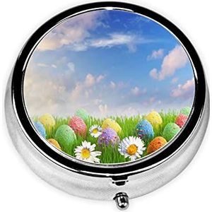 Mooie paasei bedrukte pillendoos met 3 compartimenten pillendoosje medicijnpillenorganizer reizen pillendoos portemonnee zak voor vitamines visolie supplementen