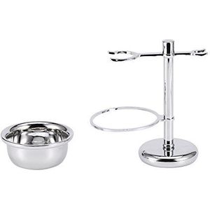 Taidda- Scheerset, scheerset, duurzame scheerset voor heren, roestvrij stalen scheerborstel en scheerapparaathouderset + zeepschaal voor kappers/salon/reis/hotel
