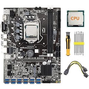 AMIUHOUN B75 12 GPU BTC Mijnbouw Moederbord+CPU+Stroomkabel+Schroevendraaier 12X USB3.0 naar PCIE Slot LGA1155 DDR3 RAM SATA3.0 ETH