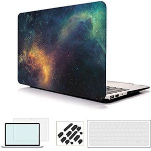 RYGOU 11 inch Macbook Air Hard Case, 4 in 1 Rubberen Galaxy Space Case met Toetsenbord Cover Screen Protector voor Macbook Air 11 inch (A1370 en A1465)