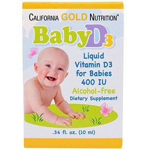 California Gold Nutrition: Vitamin-D3-Tropfen für Babys (400 IE) - 0,34 fl. oz. = 10 ml