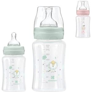 Kikkaboo Babyfles PP 240 ml siliconen zuiger maat M, anti-koliek, vanaf 3 maanden, kleuren: groen