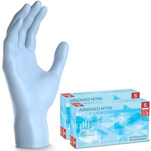 ARNOMED wegwerphandschoenen lichtblauw, wegwerphandschoenen S, nitril handschoenen met 200 stuks per doos, poedervrij, latexvrije rubber handschoenen, verkrijgbaar in S, M, L & XL
