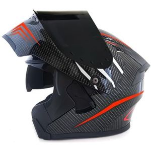 Opklapbare Motorhelmen ECEDOT-Goedgekeurde Integraalhelm Met Geïntegreerd Motormodulaire Helm Met Dubbel Vizier Crash Racing Helm Ventilatie Heren Dames 18,L:59-60CM