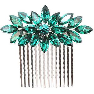Faship Groene Strass Kristal Bloemen Haar Kam