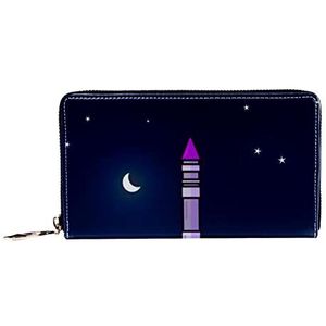 Vrouwen Zip Rond Portemonnee En Telefoon Clutch, Cartoon Rocket, Reistas Lederen Clutch Bag Kaarthouder Organizer Polsbandjes Portefeuilles, Meerkleurig, 8.07x1x4.53 in