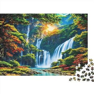 Watervallen, hersenkraker, houten puzzels voor volwassenen en tieners, landschappen, puzzels met voor koppels en vrienden, uitdagende educatieve spelletjes, vierkante puzzel, 1000 stuks (75 x 50 cm)