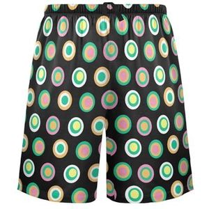 LI ZHI XIN Herenpyjamabroek, korte pyjamabroek, zomer casual shorts, elastische tailleband met trekkoord, rechte losse pasvorm met 2 zakken, S-XXL groen stippenpatroon, Meerkleurig, S