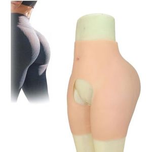 FSYH Realistische siliconen nep kont slipje billenlifter Shaper Control Shorts Open Kruis Ondergoed voor Vrouw Crossdresser,Wheat colored,M