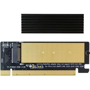 EZDIY-FAB NVME PCIE adapter met koellichaam, M.2 NVME SSD naar PCI Express adapter met koellichaam ondersteunt alleen PCIe x16, ondersteunt M.2 M Key SSD 2230 2242 2260 2280