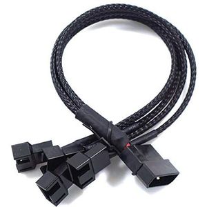 4-pins Molex naar 4 x 3-pins/4-pins PMW 12V pc-behuizing ventilator voedingsadapterkabel, 3-pins of 4-pins (PWM-connector) naar Molex computerkoelventilatorsplitter Y-voedingskabel 1-pack