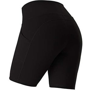 Trainingsshorts voor dames met zakken Hoog getailleerde bikershorts voor dames Yoga-shorts Hardloopshorts (zwart-B, L)