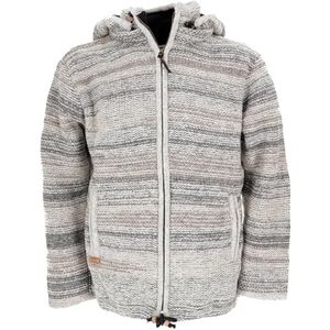 GURU SHOP Gebreide jas, wollen jas, Nepaljas Batik zwart, heren, wol, Model 10., XXL