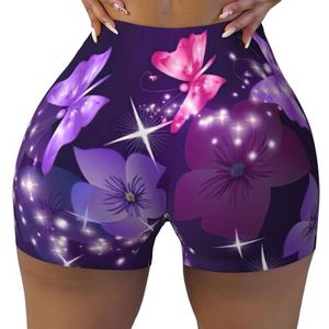 Jkkghll Vlinderprint Workout Shorts Stijlvolle Fitness Training Zomer Workouts Gym Sessies Dagelijks Dragen, Zwart, S