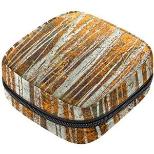 Herfst Berkenbos Landschap Maandverband Opbergtas Menstruatie Pad Tas Draagbare Menstruatie Cup Pouch met Rits voor Tiener Meisjes Vrouwen Dames
