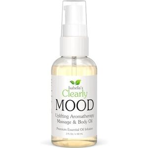Clearly MOOD, Aromatherapy Massage and Body Oil to Heal Sore Muscles, Enhance Mood and Relieve Stress. Natural Therapeutic Grapeseed, Jasmine, Mandarin, Rue, Rose, Geranium. (60 ml)