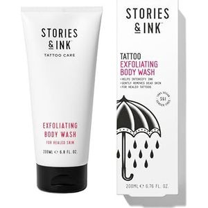 Stories & Ink Tattoo Nazorg | EXFOLIATING BODY WASH - Body Scrub verwijdert dode en doffe huid, verheldert genezen tatoeages