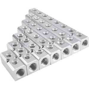 Luchtleidingconnectoren, Gecentraliseerd smeermiddel aluminium verdeelblok 1/2"" & 1/4"" BSP vrouwelijk meerdere poorten en maten(3 Ways 6 Ports,40x40mm)