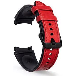 20mm horlogeband geschikt for Samsung horloge 4 40mm 44mm armband Compatible With Samsung Galaxy horloge 4 Classic 42mm 46 siliconen + lederen horloges4 bands (Color : Red-Black, Size : WATCH4 CLASS