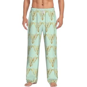 OKFSTY Phoenix Herenpyjamabroek, pyjama polyester broek voor heren, zachte lange lounge pyjamabroek met zakken, Wit, S
