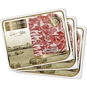 Coppa Dolce Stagionata Salumi Pasini® | Coppa Ham Seasoned | 3 Sliced trays | 80g each | Gluten and Lactose Free | La Tradizione
