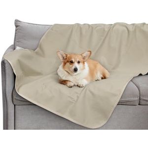 Pawsee Waterdichte Koeldeken voor Honden, Omkeerbare Waterdichte Bankhoes, Meubelbeschermer, Wasbaar, Lekvrij, Comfortabel, 150 x 130 cm, Taupe